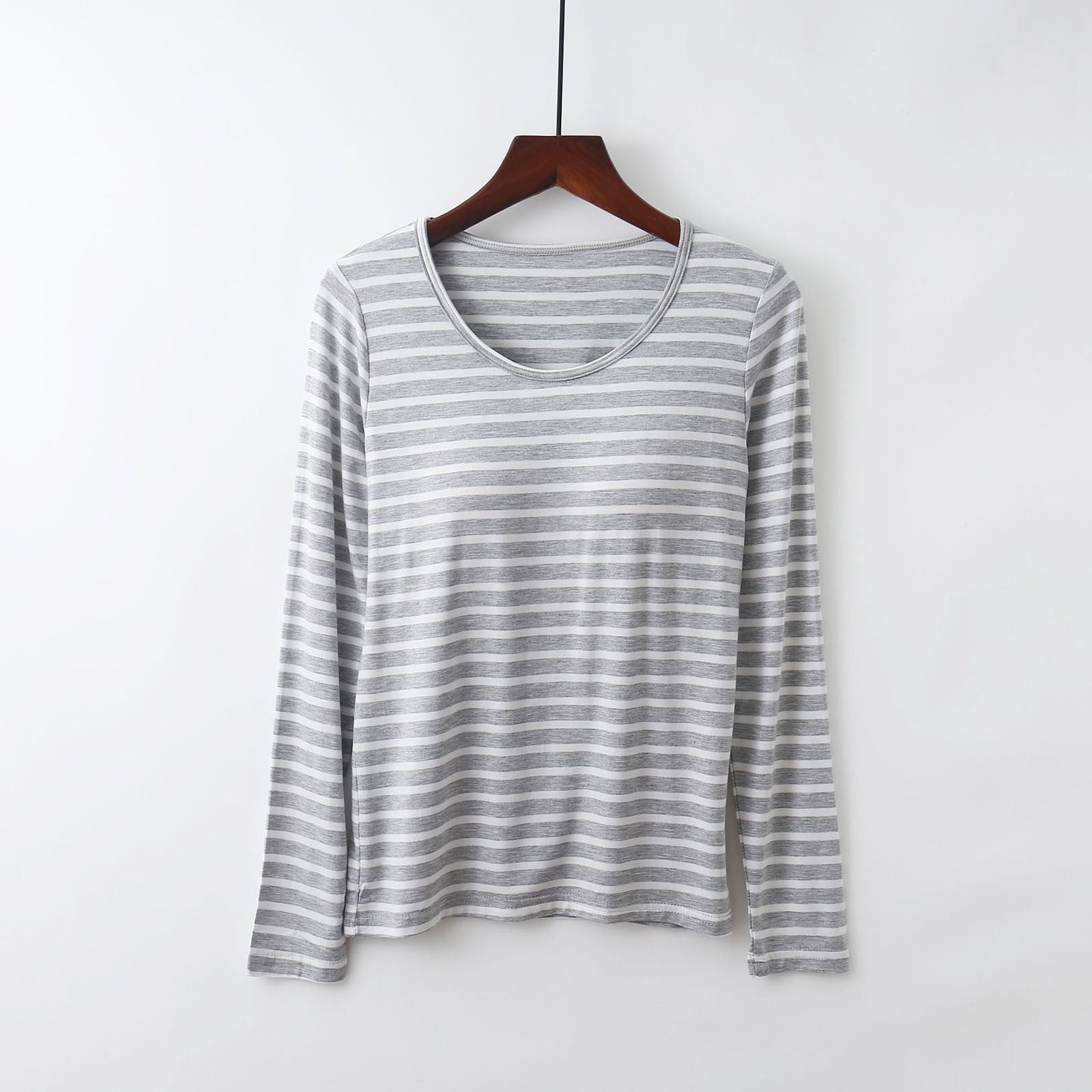 BONIXOOM Christmas Pajamas For Women Christmas Pajamas For Family Loungewear None Long Sleeve Sleep Tops Striped Gray XXXXL
