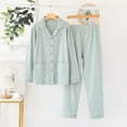thumbnail image 1 of BONIXOOM Christmas Pajamas For Women Christmas Pajamas Sleepwear Button Long Sleeve Sleep Pants Solid Green XL, 1 of 3