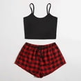 thumbnail image 1 of BONIXOOM Christmas Pajamas For Women Christmas Pajamas Sleepwear Drawstring Long Sleeve Sleep Pants Plaid Red L, 1 of 7