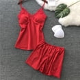 thumbnail image 1 of BONIXOOM Christmas Pajamas For Women Christmas Pajamas Sleepwear Drawstring Sleeveless Sleepwear Sets Solid Red M, 1 of 5