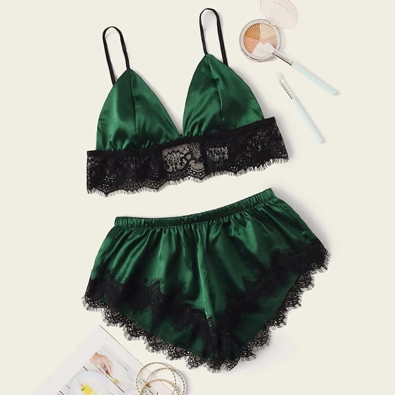 BONIXOOM Christmas Pajamas For Women Family Christmas Pajamas Matching Sets Sleepwear None Sleeveless Sleepwear Sets Solid Green XL