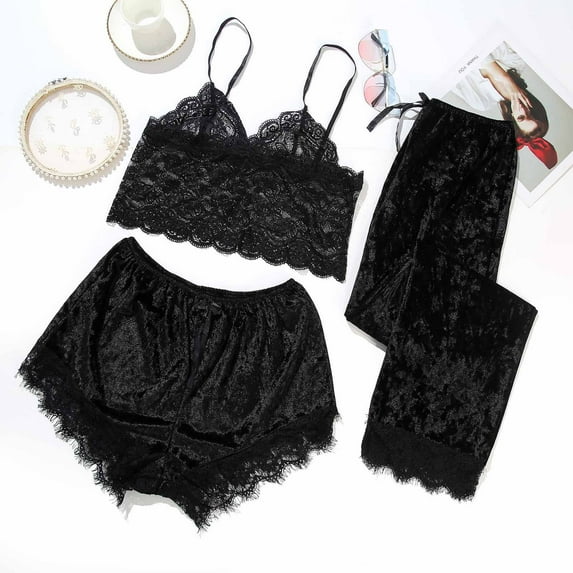 BONIXOOM Christmas Pajamas For Women Matching Family Christmas Pajamas Sleepwear None Long Sleeve Sleepwear Sets Solid Black M