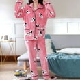 thumbnail image 1 of BONIXOOM Christmas Pajamas Silk Pajamas For Women Loungewear Belt Long Sleeve Printed Sleep Tops Pink XXL, 1 of 7