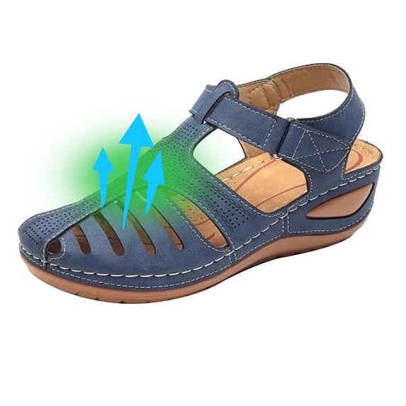 BONIXOOM Closed Toe Sandals Women Fall Slip-On None Casual Fashion Shoes for Women Blue Size 4