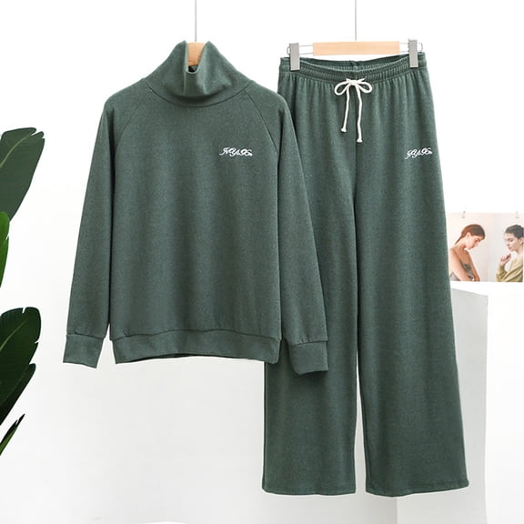 BONIXOOM Couples Christmas Pajamas Christmas Pajamas For Women Sleepwear None Long Sleeve Solid Sleepwear Sets Army Green XL