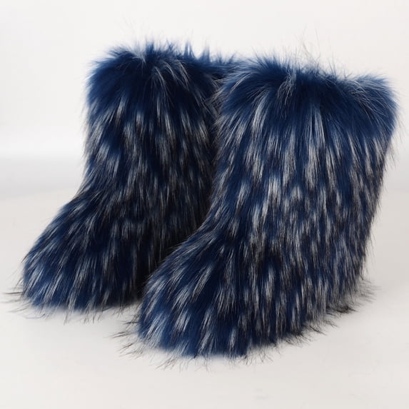 BONIXOOM Fall Boots for Women 2025 Flat Heel Faux Leather Lace-up over-the-Knee Winter Blue