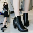 thumbnail image 1 of BONIXOOM Fall Boots For Women 2023 High Heel Rubber Slip-On Mid-Calf Winter Black, 1 of 6