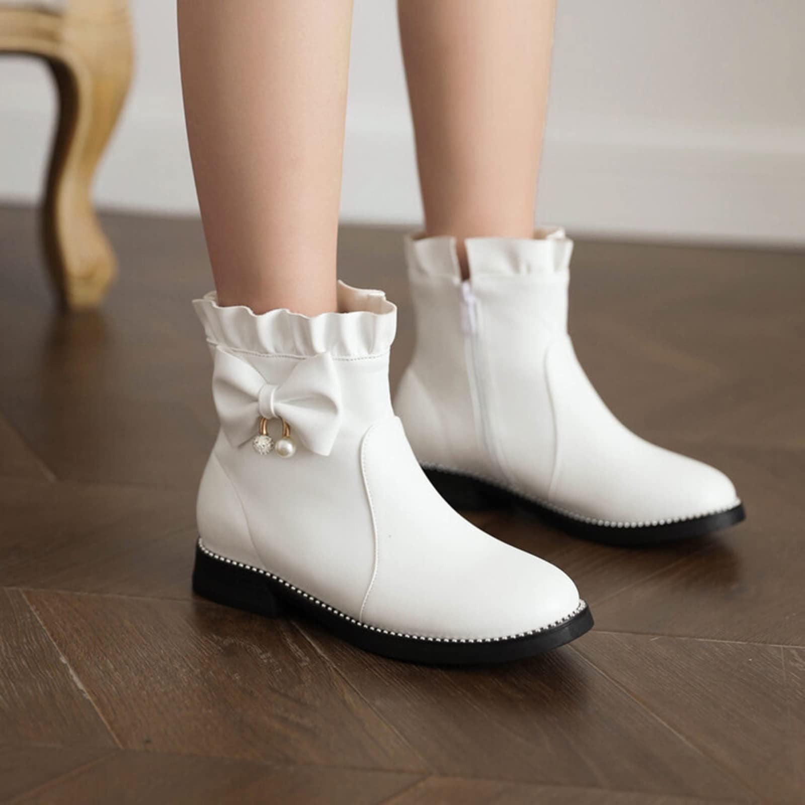 BONIXOOM Fall Boots For Women 2025 Low Heel Rubber SlipOn Ankle Winter