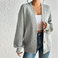 thumbnail image 1 of BONIXOOM Fall Cardigan Open Front Cardigan Women Long Sleeve Button Solid Vacation Cardigan Gray L, 1 of 6