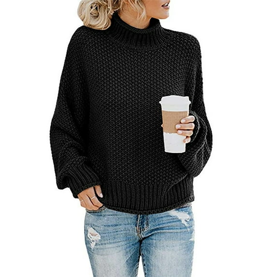 BONIXOOM Fall Sweaters Baggy Fit Sweater Pullover Casual Round Neckline Womens Sweaters Cardigan Black 2XL(US:12)
