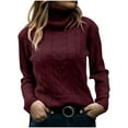 thumbnail image 1 of BONIXOOM Fall Sweaters For Women 2023 Modern Fit Sweater Pullover Casual Crew Neck Cardigan Sweater Wine M(US:6), 1 of 3