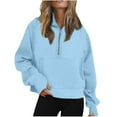 thumbnail image 1 of BONIXOOM Fall Sweaters For Women Active Fit Sweater Half Zip Holiday Crew Neck Sweaters For Girls Blue XL(US:10), 1 of 6