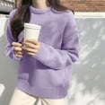 thumbnail image 1 of BONIXOOM Fall Sweaters For Women Modern Fit Sweater Pullover Vacation Crew Neck Sweaters For Girls Purple One size, 1 of 6
