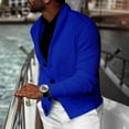 thumbnail image 1 of BONIXOOM Fall Sweaters Modern Fit Cardigan Cardigan Vacation Crew Neck Sweater Men Blue S(US:4), 1 of 8