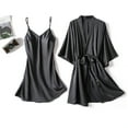 thumbnail image 1 of BONIXOOM Family Christmas Pajamas Christmas Pajamas Women Loungewear Belt Short Sleeve Solid Sleepwear Sets Black S, 1 of 6