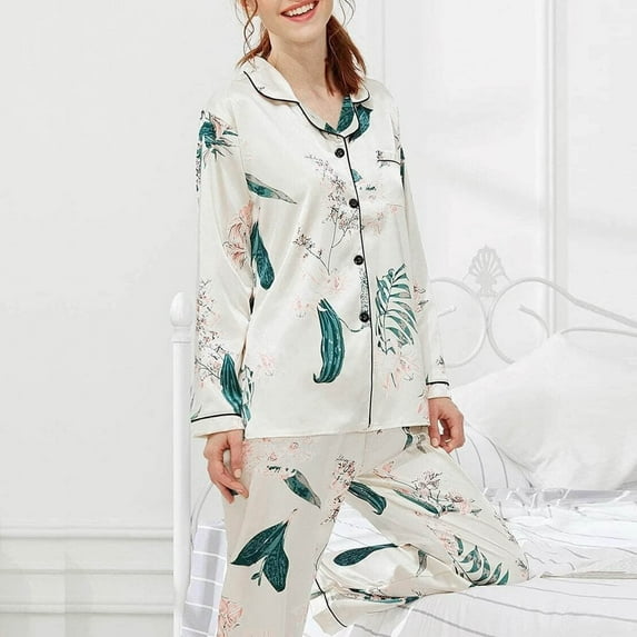BONIXOOM Family Christmas Pajamas Matching Sets Pajamas For Women Sleepwear None Long Sleeve Printed Sleepwear Sets White M