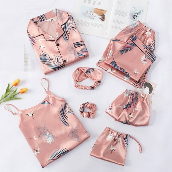 BONIXOOM Family Christmas Pajamas Matching Sets Pajamas For Women Sleepwear None Short Sleeve Solid Sleepwear Sets Pink L