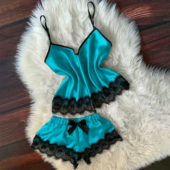 BONIXOOM Family Christmas Pajamas Matching Sets Womens Christmas Pajamas Sleepwear Belt Sleeveless Solid Sleepwear Sets Green XXL