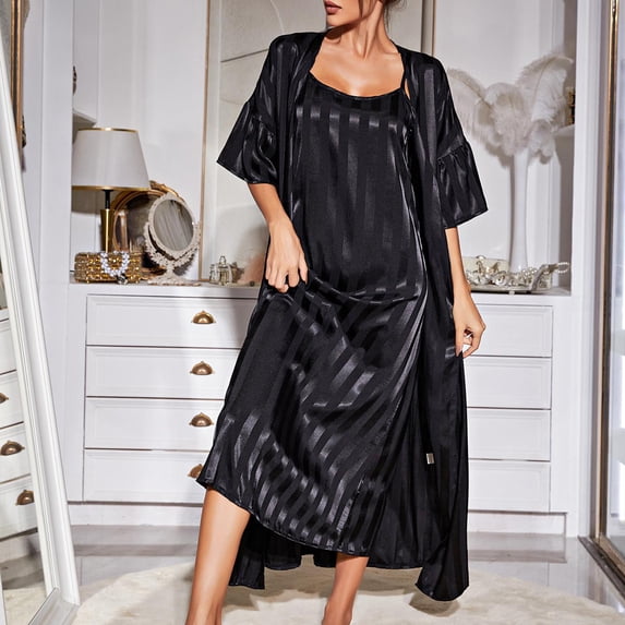 BONIXOOM Family Christmas Pajamas Pajamas For Women Loungewear Drawstring Sleeveless Solid Sleepwear Sets Black S