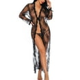 thumbnail image 1 of BONIXOOM Family Christmas Pajamas Silk Pajamas For Women Sleepwear Tie Long Sleeve Solid Jumpsuit Black XXL, 1 of 1