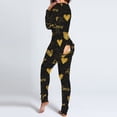thumbnail image 1 of BONIXOOM Family Christmas Pajamas Womens Christmas Pajamas Loungewear Button Short Sleeve Printed Jumpsuit Gold XL, 1 of 5