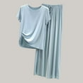 thumbnail image 1 of BONIXOOM Family Christmas Pajamas Womens Christmas Pajamas Sleepwear None Short Sleeve Solid Sleep Pants Light Blue L, 1 of 3