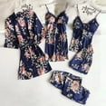 thumbnail image 1 of BONIXOOM Family Christmas Pajamas Womens Pajamas Loungewear Belt Short Sleeve Solid Sleepwear Sets Blue S, 1 of 1
