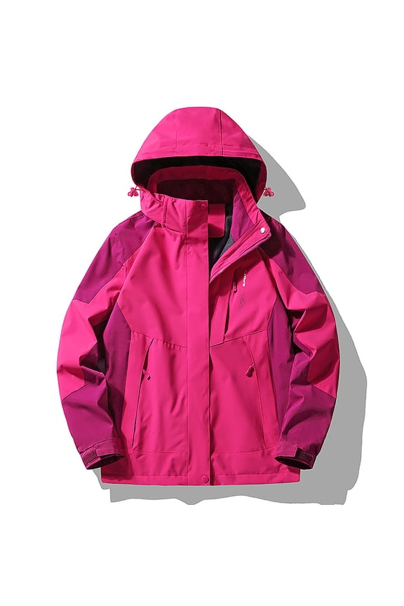 Fleece Jacket Women Ski Jacket Women Hooded Lightweight Winter Christmas Puffer Jacket Hot Pink L