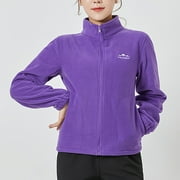 BONIXOOM Fleece Jacket Women Ski Jacket Women Soft Fleece Winter Christmas Puffer Jacket Purple M