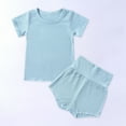 thumbnail image 1 of BONIXOOM Girls Clothes Toddler Outfits Clearance Kids Clothes Short Sleeve Crew Neck Buckle Christmas Set Light Blue 6-9 Months, 1 of 8
