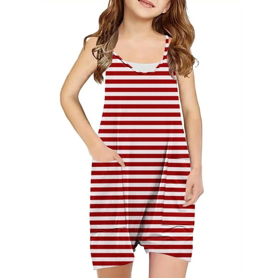 BONIXOOM Girls Shorts Girls Jumpsuit Mid Waist Vacation Travel Breathable Solid Active Fit Comfort Waist None Harem Shorts Red