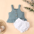 thumbnail image 1 of BONIXOOM Girls Shorts Toddler Set Mid Waist Party Travel Soft Solid Active Fit Comfort Waist Button Standard Shorts Green, 1 of 1