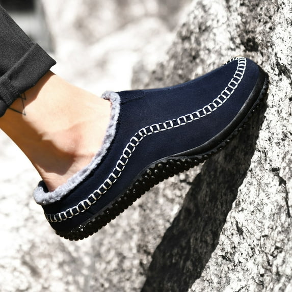 BONIXOOM House Slippers For Woman Clearance Slip-On Platform V-Day Casual Winter Womens Shoes Dark Blue Size 9