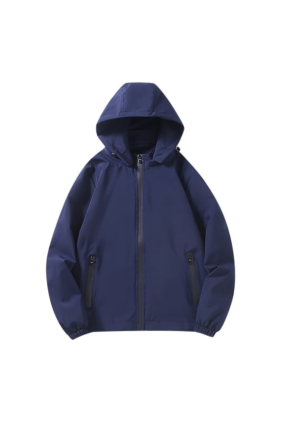 Jackets For Women Womens Winter Jacket Drawstring Full Zip Winter Christmas Puffer Jacket Blue XL