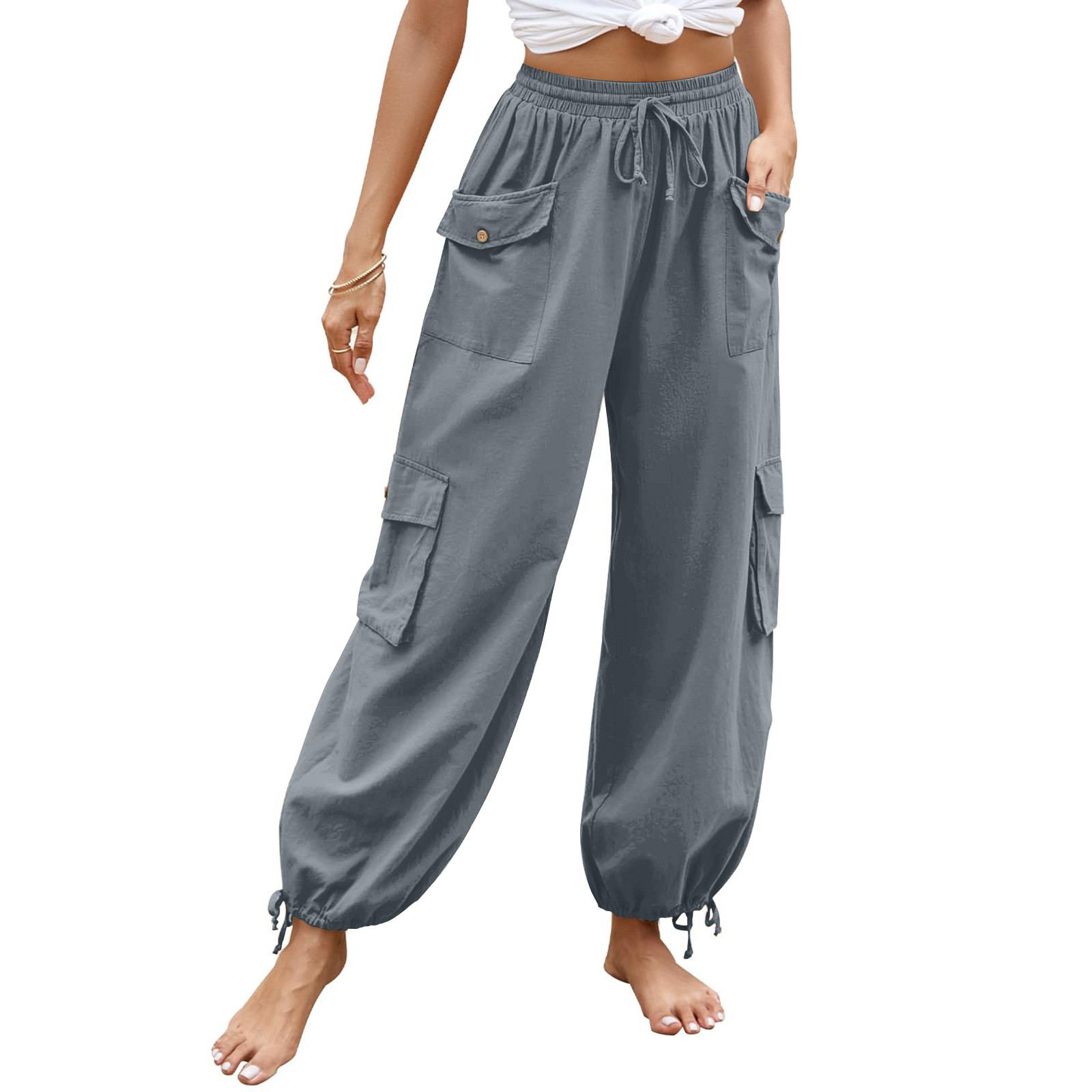 BONIXOOM Jogger Pants For Women Cargo High Waist Lightweight Long Cargo