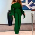 thumbnail image 1 of BONIXOOM Jumpsuits for Women Women's Pants Solid High Waisted Short Ski Casual Jumpsuit Oversized Wide-Leg Standard Green M, 1 of 5