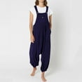 thumbnail image 1 of BONIXOOM Jumpsuits for Women Women's Pants Solid Mid Waisted Long Jogging Love Jumpsuit Baggy Fit Straight-Leg Chinos Blue 5XL, 1 of 9