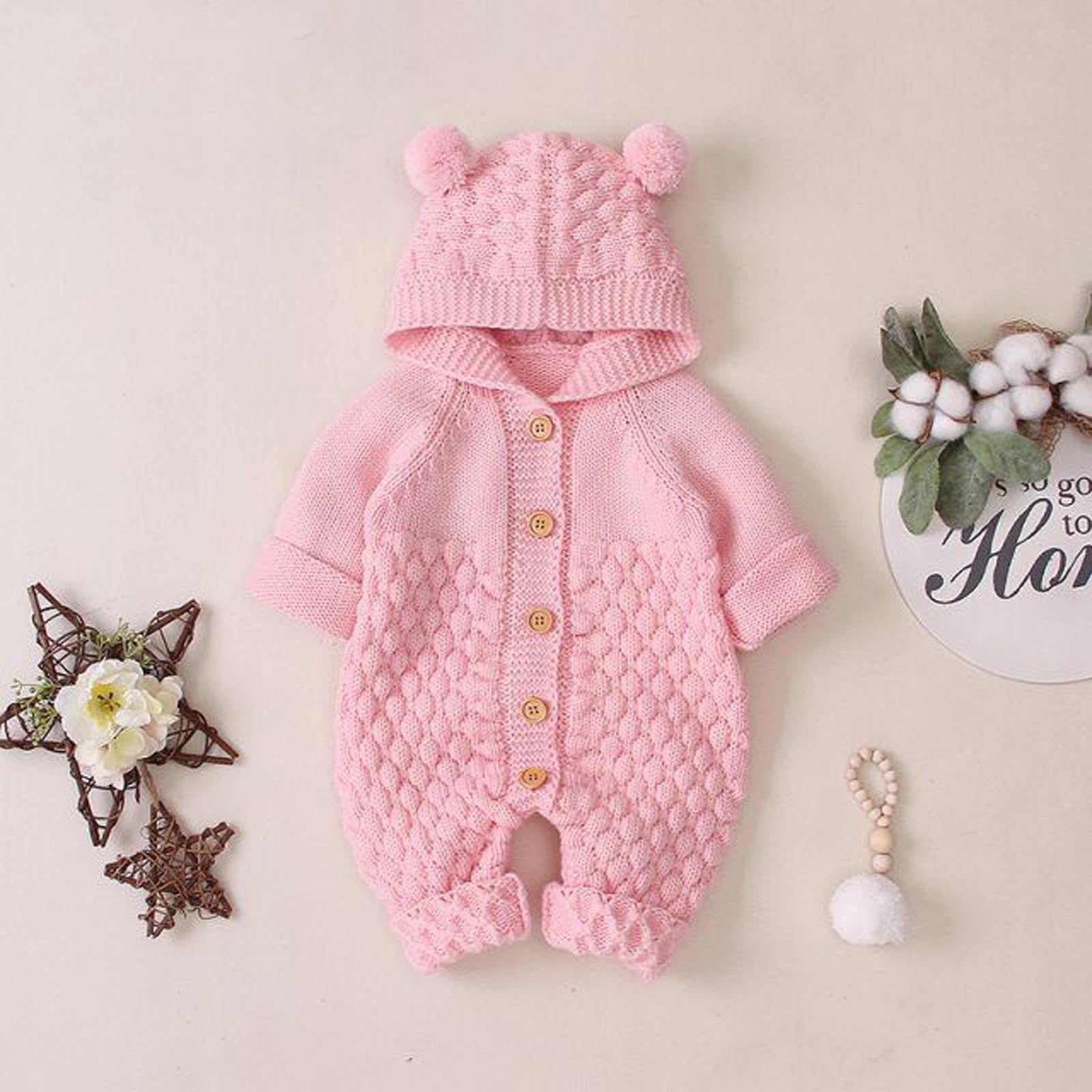 BONIXOOM Kids Sets Clothing Clearance Cute Toddler Baby Girls Clothes Set Fashion Spring Crew Neck Snap Solid Long Sleeve Jumpsuit Pink 90
