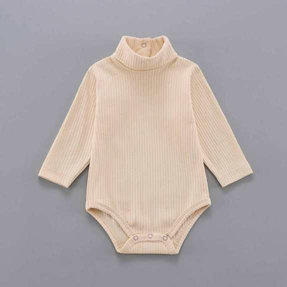 BONIXOOM Kids Sets Clothing Clearance Cute Toddler Baby Girls Clothes Set Fashion Spring Round Neckline Button Solid Long Sleeve Jumpsuit Beige 68