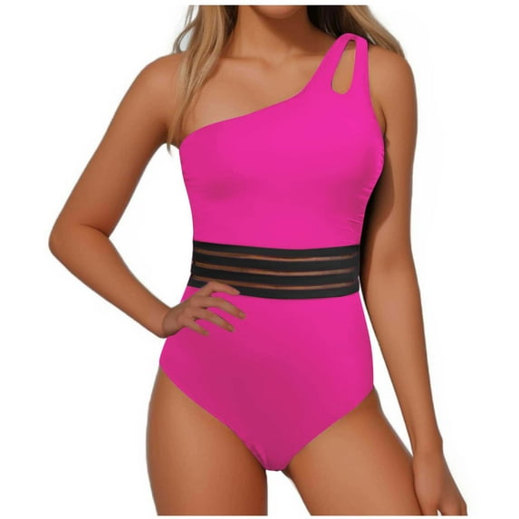 BONIXOOM Ladies Shoulder Swimsuit Women's High Waist Bikini Swimsuit