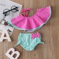 thumbnail image 1 of BONIXOOM Little Girls 2 Piece Outfits Kids Christmas Pajamas Short Sleeve One Shoulder Drawstring Christmas Set Pink 90, 1 of 9