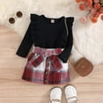 thumbnail image 1 of BONIXOOM Little Girls 2 Piece Outfits Kids Clearance Pajamas Long Sleeve Round Neckline Buckle Christmas Set Black 2-3 Years, 1 of 9