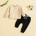 thumbnail image 1 of BONIXOOM Little Girls 2 Piece Outfits Kids Sets Clothing Clearance Long Sleeve Round Neckline Buckle Christmas Set Beige 0-6 Months, 1 of 9