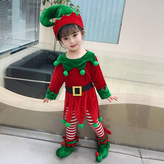 BONIXOOM Little Girls Clothing Set Outfit Children'S Clothing Clearance Long Sleeve Round Neckline Buckle Christmas Romper Red 8-9 Years