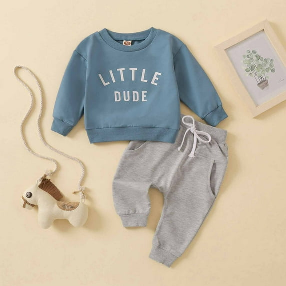 BONIXOOM Little Girls Clothing Set Outfit Kids Christmas Pajamas Long Sleeve Crew Neck Belt Christmas Set Blue 2-3 Years