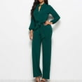 thumbnail image 1 of BONIXOOM Long Sleeve Bodysuit Women's Pants Solid Mid Waisted Long Jogging Casual Jumpsuit Active Fit Straight-Leg Standard Army Green 2XL, 1 of 3