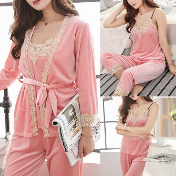 BONIXOOM Matching Christmas Pajamas For Couples Pajamas For Women Sleepwear Drawstring Sleeveless Solid Sleepwear Sets Pink XL