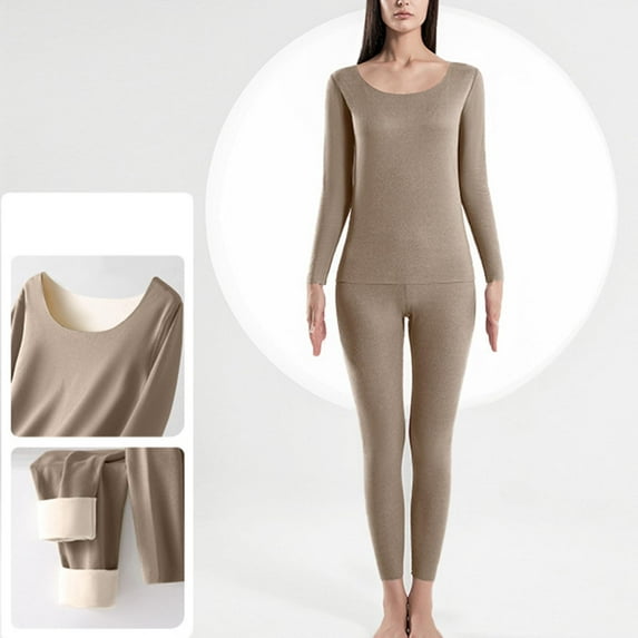 BONIXOOM Matching Christmas Pajamas For Couples Silk Pajamas For Women Leisure None Long Sleeve Solid Sleepwear Sets Khaki XXL