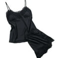 thumbnail image 1 of BONIXOOM Matching Christmas Pajamas For Couples Womens Christmas Pajamas Sleepwear None Sleeveless Solid Sleepwear Sets Black S, 1 of 3