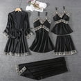 thumbnail image 1 of BONIXOOM Matching Christmas Pajamas Girls Christmas Pajamas Loungewear Belt Sleeveless Solid Sleepwear Sets Black S, 1 of 3